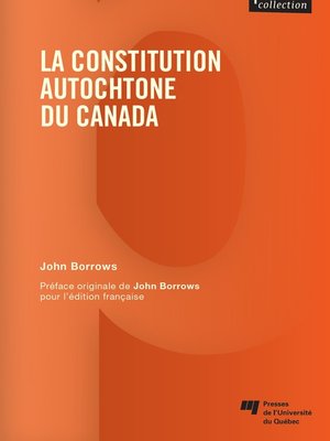 cover image of La constitution autochtone du Canada